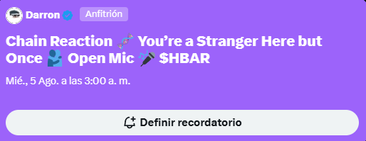 Chain Reaction You’re a Stranger Here but Once Open Mic $HBAR